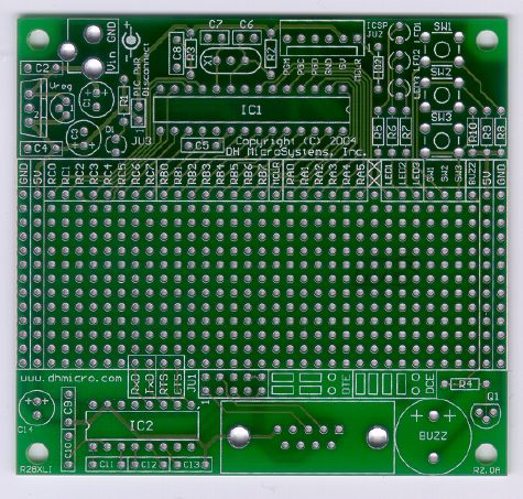 Rapid28iXL PIC prototyping board with RS232 interface